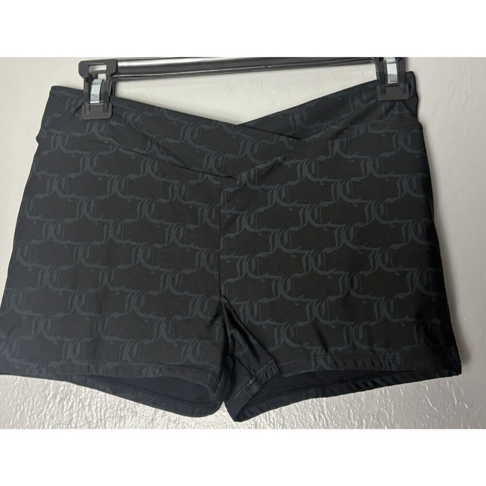 Juicy Couture Velour Shorts Black Rhinestone Logo Pockets Women's M - Picture 3 of 5